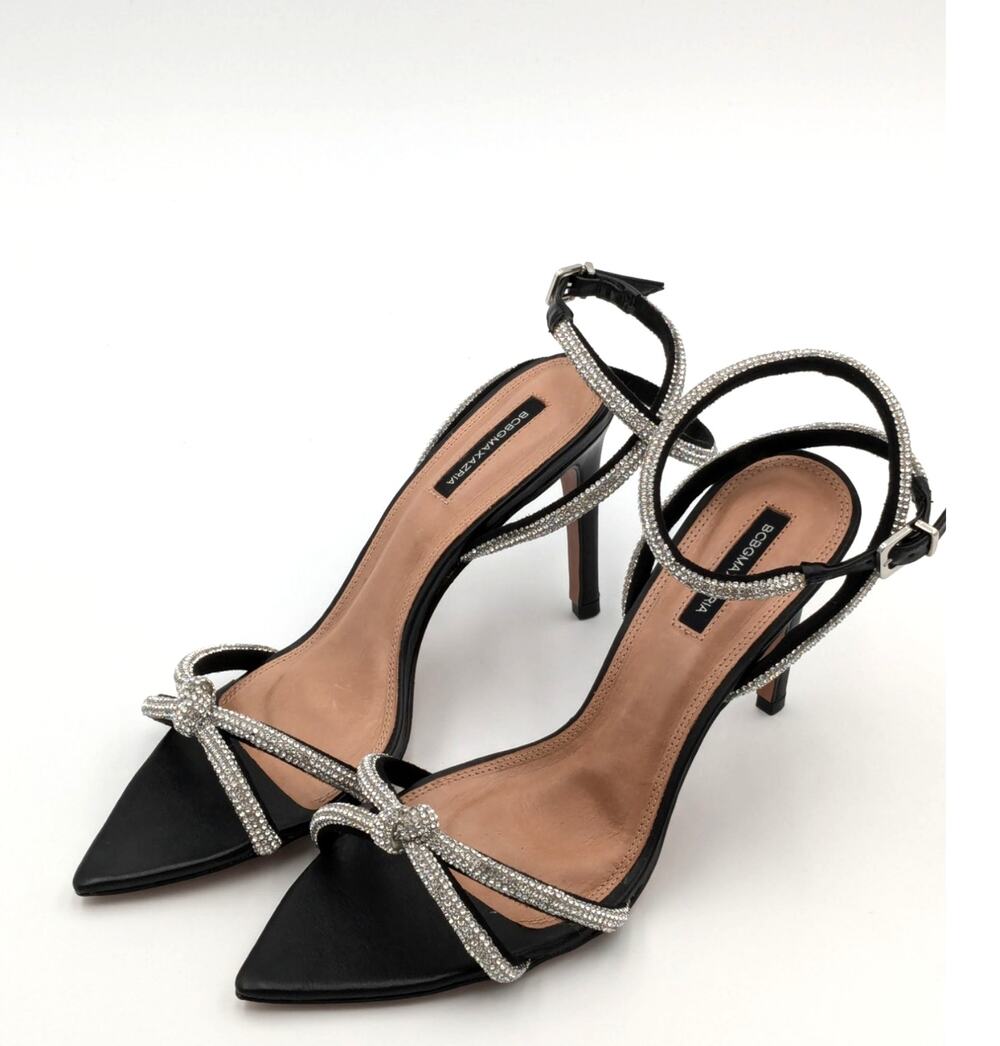 BCBGMAXAZRIA Della Rhinesstone Heeled Sandals Women's Black size US8